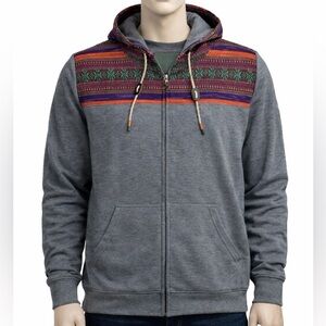 Howler Bros Shaman Hoodie Jacket Mens S Gray Full Zip Aztec Southwestern Adult